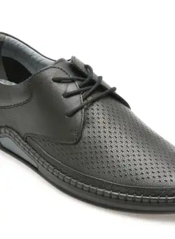 Pantofi casual OTTER negri, 16307, din piele naturala
