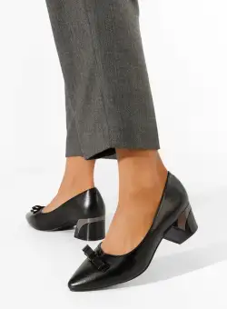 Pantofi cu toc gros negri Darya V3
