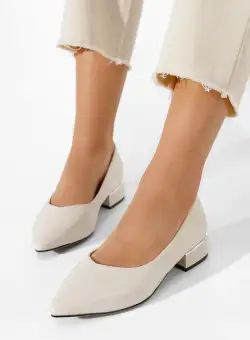 Pantofi cu toc mic Clora bej