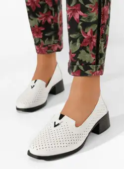 Pantofi cu toc mic Erviosa albi