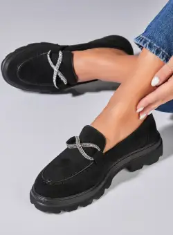 Pantofi dama casual Negri din Piele Ecologica Intoarsa Asiyah2