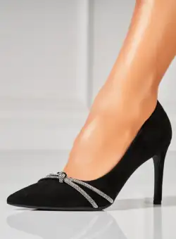 Pantofi dama stiletto Negri din Piele Ecologica Intoarsa Jaysa