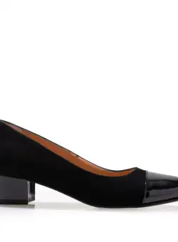 Pantofi eleganți damă din piele naturală - 178 Negru Velur Lac