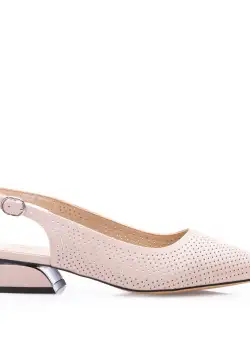 Pantofi eleganți decupați damă din piele naturală - 4404 Nude Box Perforat