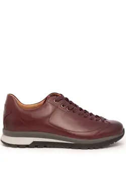 Pantofi sport barbati din piele naturala cu siret pana in varf, Leofex - 517 Visiniu Box