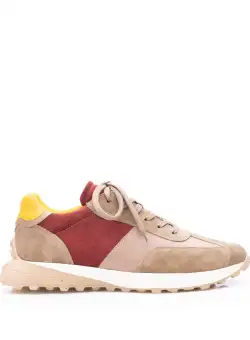 Pantofi sport bărbați din piele naturală, Leofex - 1035-2 Taupe Multicolor Box Velur