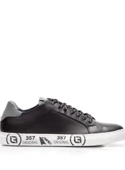 Pantofi sport barbati din piele naturala, Leofex - 881-1 Negru box