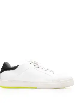 Pantofi sport bărbați din piele naturală, Leofex - Mostră 882 Alb Negru Box