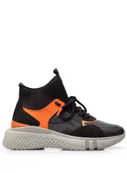 Pantofi sport bărbați din piele naturală, Leofex - Mostră Abel Negru Orange