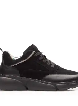 Pantofi sport damă din piele naturală, Leofex- 238 Negru velur+box