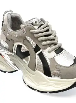 Pantofi sport EPICA argintii, 20262, din material textil