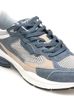 Pantofi sport PEPE JEANS bleumarin, DAVE RISE, din piele intoarsa