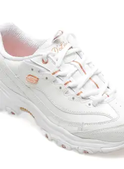 Pantofi sport SKECHERS albi, D LITES, din piele naturala