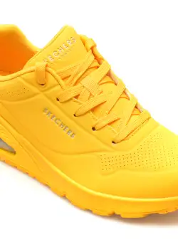 Pantofi sport SKECHERS galbeni, UNO, din piele ecologica
