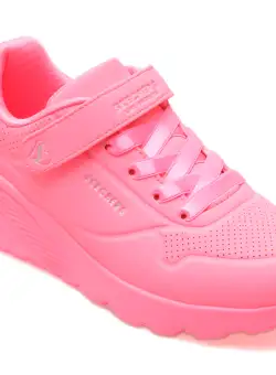 Pantofi sport SKECHERS roz, UNO LITE, din piele ecologica