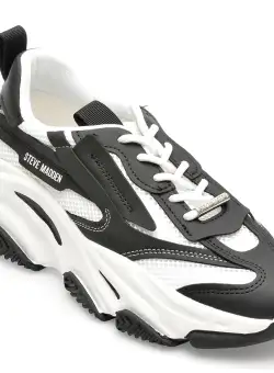 Pantofi Steve Madden alb-negru, POSSESE, din piele ecologica