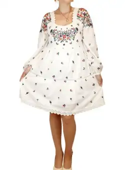 Rochie Alba cu broderie traditionala - Maximiliana
