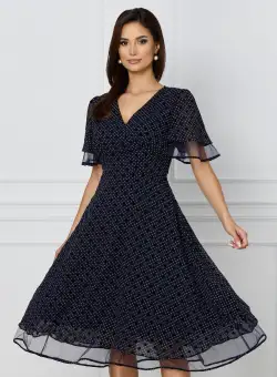 Rochie Bella bleumarin cu buline