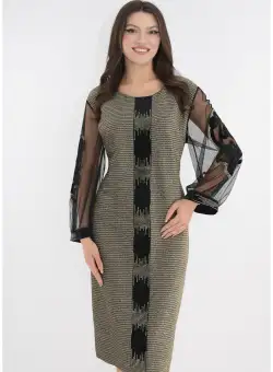 Rochie de ocazie din lurex auriu si catifea neagra