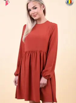 Rochie de zi caramizie din vascoza