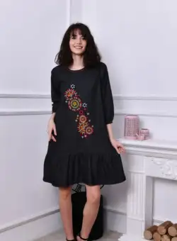 Rochie din denim cu broderie - Valentina 3