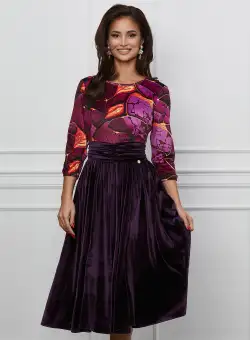 Rochie Dy Fashion mov cu imprimeu pe bust