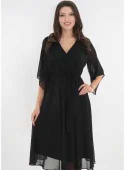 Rochie eleganta clos din voal negru cu bust cu margelute