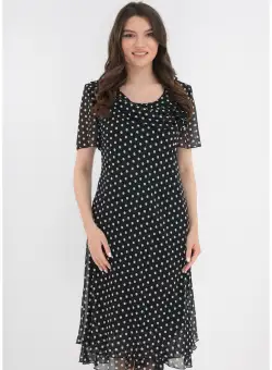 Rochie eleganta din voal negru cu buline albe