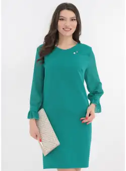 Rochie eleganta verde cu maneci din voal