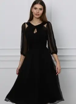 Rochie Leonard Collection neagra din matase