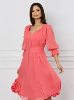 Rochie Mara corai vaporoasa din voal
