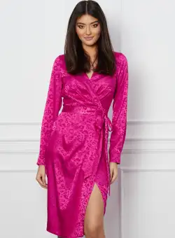 Rochie MBG fucsia cu animal print satinata