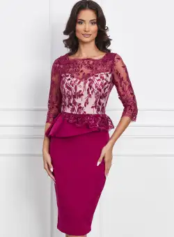 Rochie MBG magenta cu bust bej