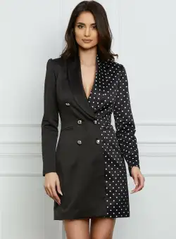 Rochie MBG neagra tip sacou cu buline