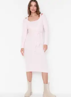 Rochie midi roz Elda