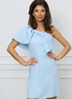 Rochie Moze bleu cu funda maxi pe un umar