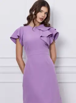 Rochie Moze lila cu volane pe un umar