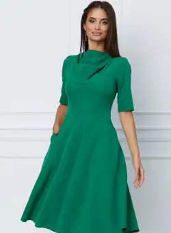 Rochie Moze verde cu guler lasat
