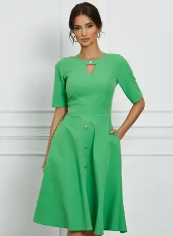 Rochie Moze verde cu nasturi pe fusta