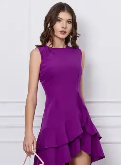 Rochie Moze violet cu volane pe fusta