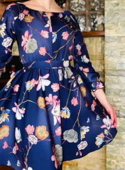 Rochie stilizata cu motive florale Florinela 17