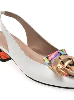 Saboti casual EPICA albi, 1272, din piele naturala