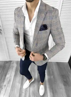 Sacou barbati slim fit albastru 732 23-3.5 e ~