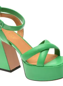 Sandale casual GRYXX verzi, F62D51, din piele naturala