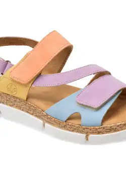 Sandale casual RIEKER multicolor, V2366, din piele ecologica