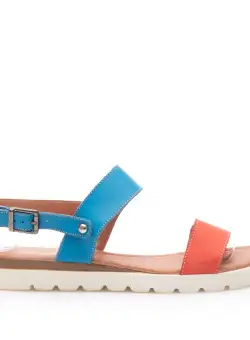 Sandale cu talpă joasă damă, din piele naturală, Leofex - 043 Portocaliu Bluemarin Box