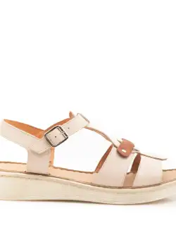 Sandale cu talpă joasă damă, din piele naturală, Leofex- 161-1 Taupe Box