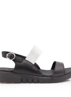 Sandale cu talpa joasa dama din piele naturala,Leofex - 256 Negru box