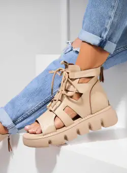 Sandale dama cu platforma Kaki din Piele Ecologica Monay