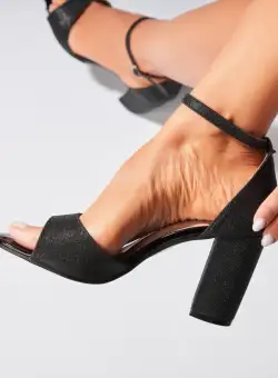 Sandale dama cu Toc Negre din Piele Ecologica Haze